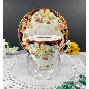 Rosina England tea cup saucer, floral teacup gold trim, rare finding.